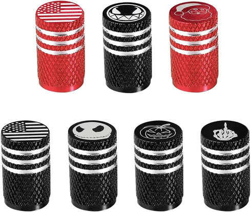 Valve Caps for Car Tires | Universal Tire Valve Stem Caps for Cars SUVs Trucks Motorcycles Bicycles | 4 Pack Skull Gesture Logo Car Decoration Acc...