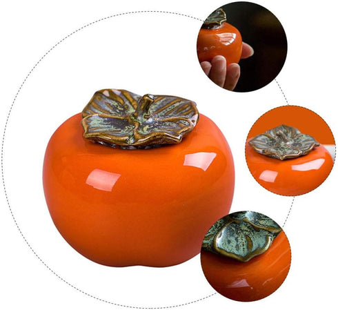 NUOBESTY Ceramics Tea Storage Containers Glazed Persimmon Loose Tea Tin Sealed Jar Food Container for Serving Tea Coffee Spice Sugar Orange...