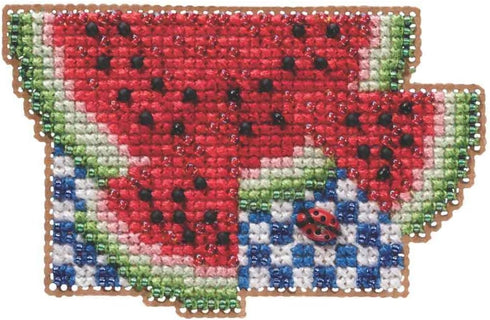 Watermelon Beaded Counted Cross Stitch Ornament Kit Mill Hill 2019 Spring Bouquet MH181914...