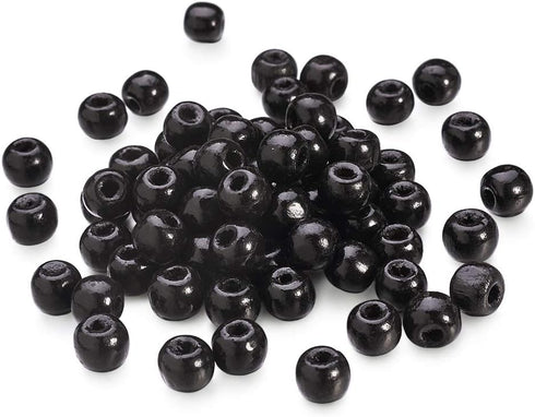 KISSITTY 200Pcs Natural Dyed Black Wooden Ball Spacer Beads 10mm Wood Loose Smooth Beads with 3.5mm Hole for DIY Craft Jewelry Making...