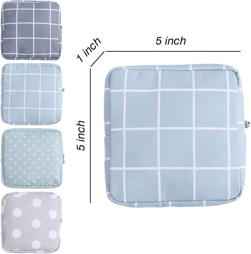 Sanitary Napkin Storage Bag, 4Pcs Zipper Menstrual Pad Bag Portable Sanitary Napkin Storage Tampons Holder for Purse First Period Kit for Teen Gir...