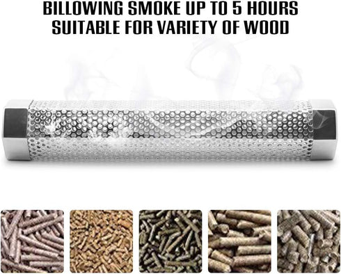 BEWAVE Pellet Smoker Tube for All Grill Electric Gas Charcoal or Smokers Hot/Cold Smoking, 6 Inch...