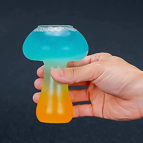 SuproBarware Wine Glasses Creative Mushroom Shaped Cocktail Drinks Glass Cup Set of 2 Clear 250ml/8.5oz for Party Novelty Drinking for KTV Bar Clu...