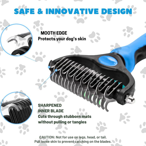 Pets Hair Brush, Dog Grooming Brush, Dematting Undercoat Rake for Dogs and Cats, Pet Hair Remover, Double Sided Shedding, Extra Wide, Reduce Shedd...