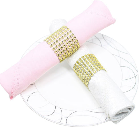 100 PCS Napkin Rings Sparkly Adornment for Wedding/Shower/Party - Golden Napkins wrap (Gold)...