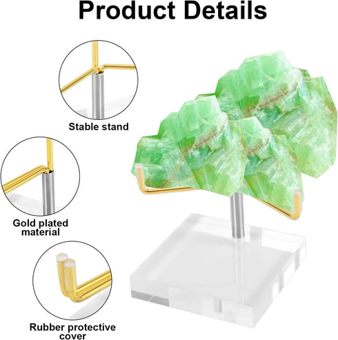 2pcs Clear Acrylic Display Stand Holder, 2.4 x 2.4 x 3.5inch Acrylic Easel Stand Easels Display Stands with Adjustable Metal Arms for Gemstone Fos...