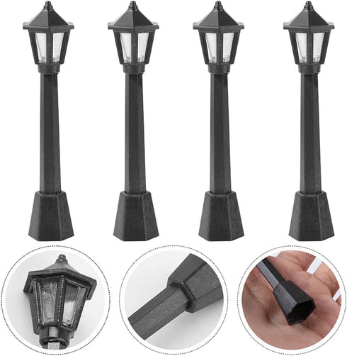 EXCEART 6pcs Ornament Miniature Lights Tiny House Streetlights Model Miniature Street Lamp Mini Lamp Post Lamppost Christmas Decorations Model Acc...