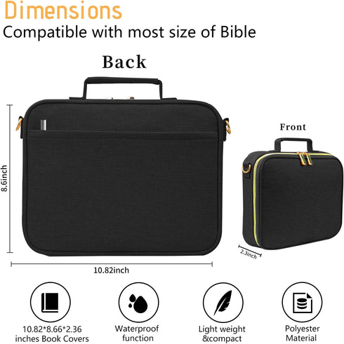 ATDIAG Bible Cover for Women,Carrying Book Case Church Bag Bible Protective with Handle and Zippered Pocket Adjustable Shoulder Strap,Gift for Wom...