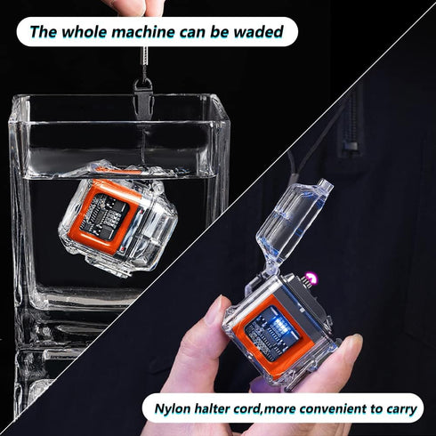 SKRFIRE Electric Lighters Rechargeable Flameless Windproof Outdoor Lighter Plasma Lighter USB Rechargeable Clear Waterproof Double Arc Lighter for...