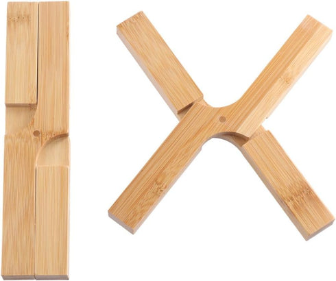 2PCS Trivet for Hot Pots and Pans Cooling Rack Non-Slip Pan Stand Cross Holder Bamboo Placemat Table Plate Foldable Pad Bowl Holder...