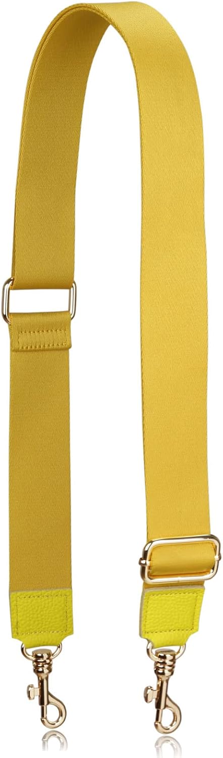 Allzedream Thick Purse Strap Wide Adjustable Replacement Crossbody Bag Handbag (Yellow-Leather tip)...
