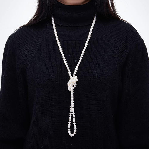 Long Pearl Necklace Imitation Pearl Necklace 1920s Flapper Pearl Necklace Multi Strand Pearl Necklace for Women Bridal Wedding Banquet Dinner Part...
