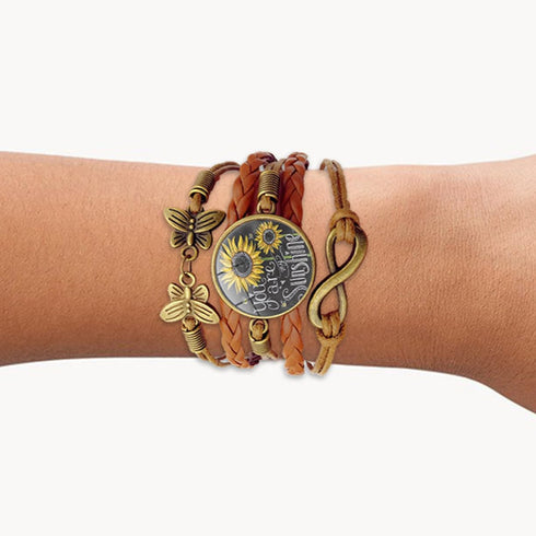 Sunflower Gifts Sunflower Leather Bracelet for Women Teen Girls You are My Sunshine Boho Bracelets for Wife Daughter Mom Birthday Friendship Brace...