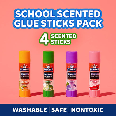 Elmer’s Scented Glue Sticks, Safe, Nontoxic School Glue, 4 Count (6g each)...