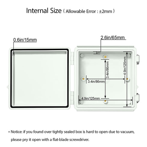 LeMotech Electrical Box, IP67 Waterproof Hinged Cover Stainless Steel Latch Junction box, ABS Plastic Electrical Enclosure with Mounting Plate,Wal...