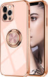 Omorro Rose Gold iPhone 13 Pro Case for Women - Kickstand Ring Holder with 360 Rotation, Magnetic Mount Compatible, Slim Luxury Girly Case in Pink...