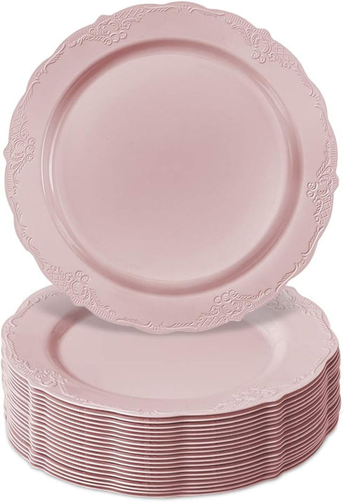 Silver Spoons DISPOSABLE DINNERWARE PLATES | Blush | 10 Dessert Plates - 7.5" | Vintage Collection...