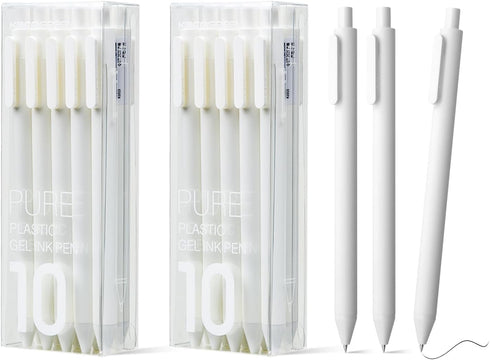 Kaco PURE Gel Pens White with Black Ink, 20 Pieces 0.5 mm Fine Point Aesthetic Pens for Journaling Stationery Office Supplies (20 White with Black...
