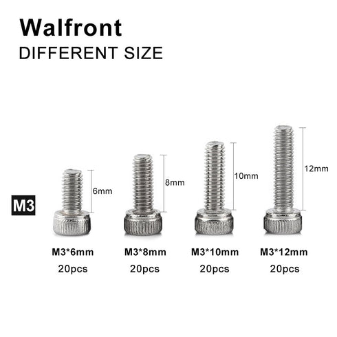 M3 Cap Head Screws, 100pcs M3*6/8/10/12/16/20/25/30 304 Stainless Steel Metric Thread Hex Socket Cap Head Screws Bolts Machine Fastener Tools for ...