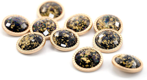 20 pcs Clear Beveled Cut Glass Black Metal Sewing Shank Coat Buttons -25mm -1"...