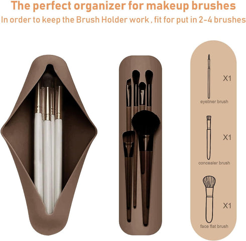 Travel Makeup Brush Holder, Silicone Makeup Brush Holder, Travel Size Toiletries Silicone Make up Bag, Soft and Durable WaterProof Makeup Brush Ba...