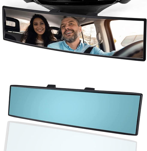 Car Rearview Mirror 12 Inch HD Glass Anti Glare Clip On Panoramic Wide Angle Car Interior Rear View Mirror Accessories for Car SUV Trucks (Blue)...