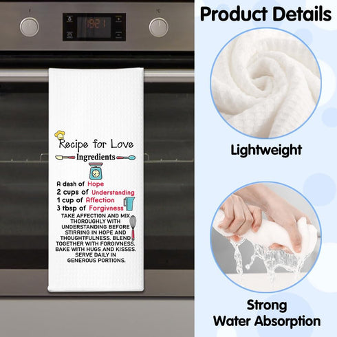 Recipe for Love Ingredients Kitchen Towel, Funny Dish Towel Gift for Women Sisters Friends Mom Aunty Hostess Grandma, Sweet Housewarming New Home ...