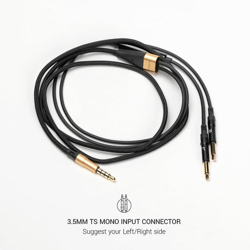 MEZE AUDIO | 1.2m Cable with Mic & Remote for 99 Classics Walnut Gold | 3.5 mm Male to Dual TS Mono 3.5mm Male Connector Plug | Kevlar Reinforced ...
