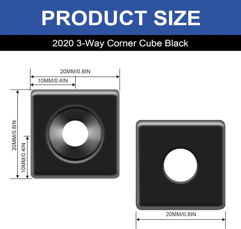 8pcs 2020 3-Way Corner Cube 2020 Extrusion Hardware T-Slot V-Slot Accessories with Screws and Nuts for 2020 Aluminum Extrusion Connector 3D Printe...