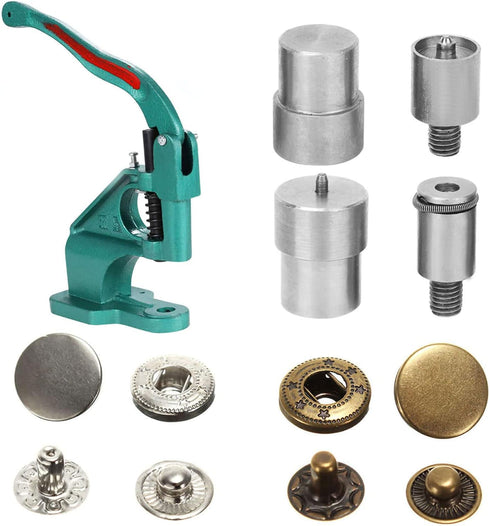 Agatige 4Pcs Snap Button Die Mold Set, Stainless Steel Heavy Duty Press Button Die Snaps Fastener Tool Mould for Hand Press Machine Setter Clothin...