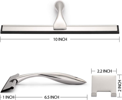 Hiware All-Purpose Shower Squeegee for Shower Doors, Bathroom, Window and Car Glass - Stainless Steel, 10 Inches...
