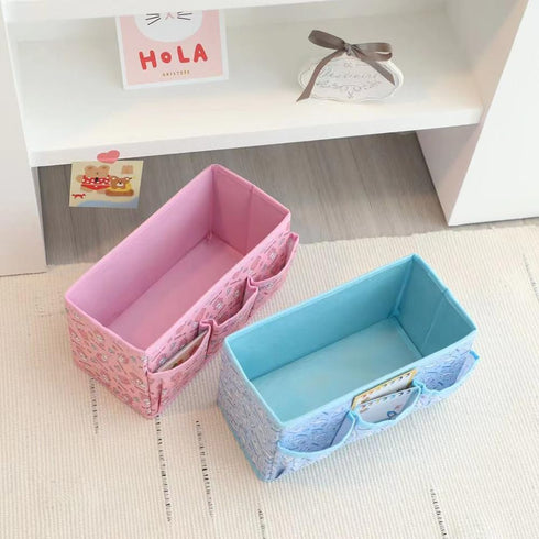 Kawaii Collapsible Storage Bin, Cute 4 Grids Storage Box Makeup Holder Office Desk Organizer Room Decor for lipstick?makeup brush?hair accessories...