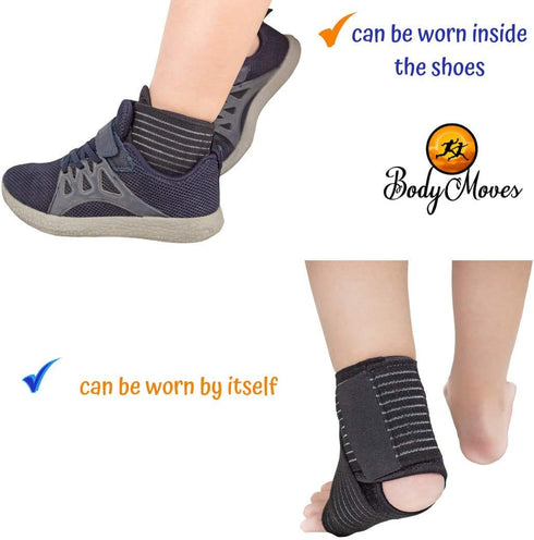 BodyMoves Kid's Ankle brace support PLUS Hot and Cold Ice Pack (Active Blue, MED for Big KIds (US 3.5-7))...