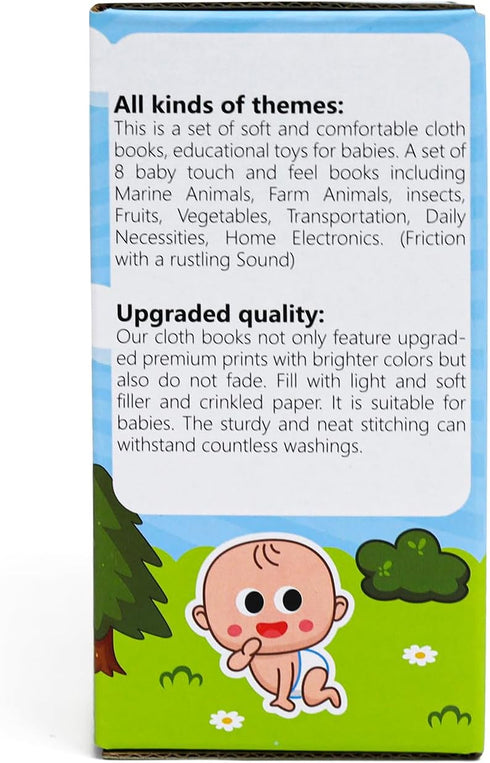 Dr.Rapeti Soft Cloth Books Baby Books Bath Books 8-Pack for Baby Infant Toddler Kid Crinkle Washable Chewable Non-Toxic Early Educational Preschoo...
