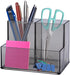 Pen Holder, Clear Acrylic Makeup Brush Holder, Pencil Holder for Desk with Sticky Notes Holder and 3 Compartments, Pencil Organizer for Pen, Art S...
