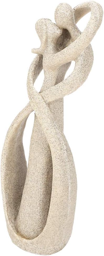 Eujgoov Sandstone Resin Lover Figurine Handmade Sandstone Abstract Art Kiss Couple Statue Sandstone Crafts Valentine's Gift Home Wedding Decor...