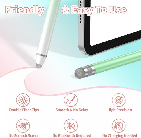 4 Pack Universal Stylus Pens for Touch Screens, High Sensitivity Fiber Tips, Compatible with Apple/iPhone/iPad/iOS/Android/Samsung Tablets (White ...