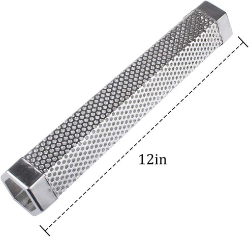 Pellet Smoker Tube, 12'' Stainless Steel BBQ Wood Pellet Tube Smoker for Cold/Hot Smoking, Portable Barbecue Smoke Generator Works with Electric G...
