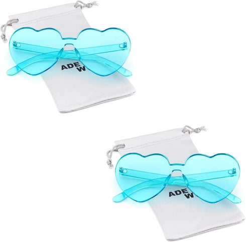 ADE WU Cute Heart Sunglasses for Women Men Trendy Fun Colorful Rave Party Sun Glasses...