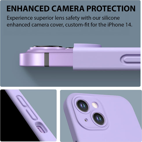 CellEver Heavy-Duty Silicone Case for iPhone 14 - Military Drop Protection, Camera Shield, Scratch-Free Interior, Light Purple...