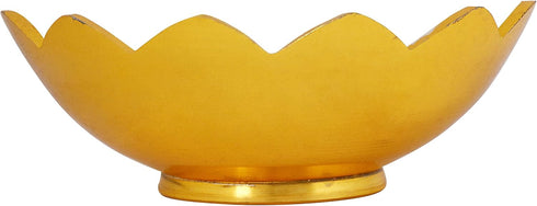 SATVIK 1 Pc 4 Inch Designer Gold Silver Plated Lotus Flower Dessert Dry Fruits Embossed Serving Bowl With Spoon Set Diwali Pujan Decortive Bhog Bo...