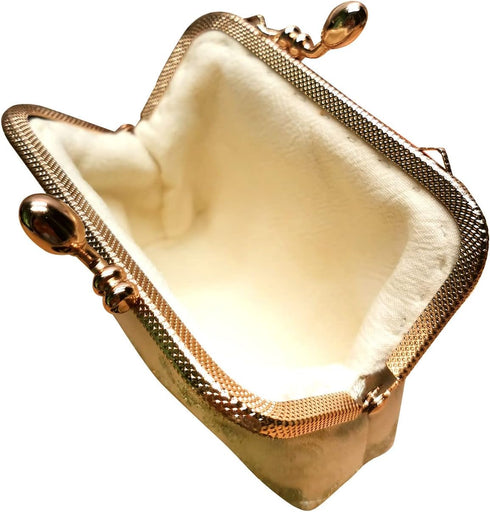 Vintage Kiss Lock Coin Purse Keychain Buckle Wallet for Women(light yellow)...