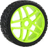 1:8 Off-Road RC Buggy 17mm Hub Wheel Rims and Tires H Tread Pattern Fluorescent Green Pack of 4...