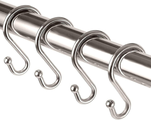 Metal Shower Curtain Hooks?Set of 12 Rings?Rust Resistant S Shaped Hooks Hangers for Shower Curtains, Kitchen Utensils, Clothing, Towels, etc. (Ni...