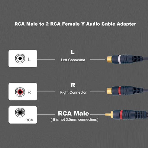 RCA Splitter, 2 Pcs RCA 1 Male to 2 Female Audio Cord Speaker Y Adapter Splitter Cable, 8.5 Inches Gold Plated Dual RCA Female Adapter for Subwoof...
