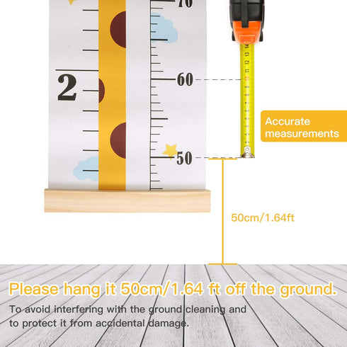 Baby Height Growth Chart, Canvas Height Chart for Kids Baby Child Toddler Boys Girls, Wood Growth Chart for Wall Room Nursery Decor, Hangable and ...