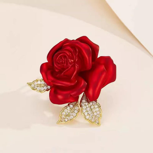 Rose Brooch Pins Rhinestone Lapel Red Flowers Brooches for Women Girls Fashion Jewelry Gift...