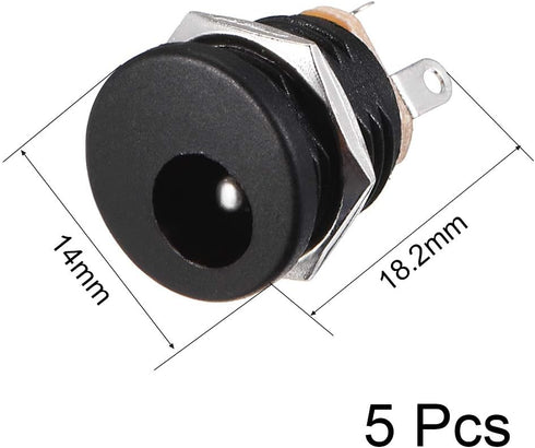 uxcell DC-022 5.5mmx2.1mm DC Power Jack Socket 3 Pin Female Panel Mount Connector 5pcs...