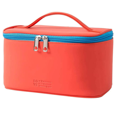 Meiyuuo Medium Makeup Bag Portable Cosmetic Bags for Women Small Zipper Pouch Make Up Organizer Waterproof (Red)...