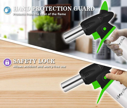 Blow Torch - Creme Brulee Torch - Refillable Professional Chefs Culinary Kitchen Torch with Safety Lock and Adjustable Flame - Micro Butane Torch ...